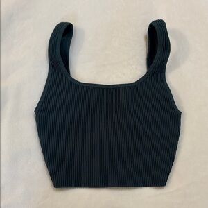 Aritzia Dark Green Ribbed Crop Tank Top